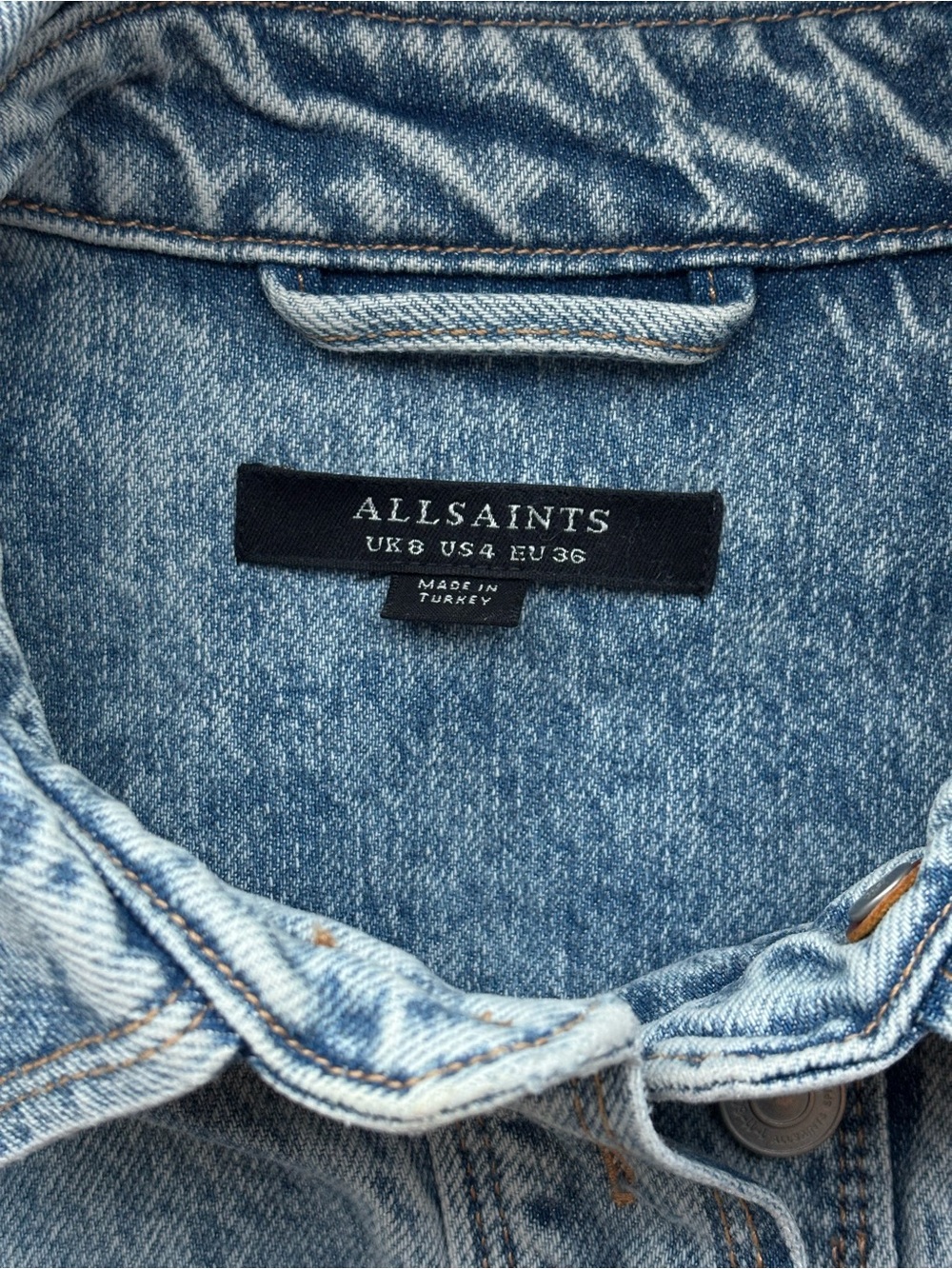 AllSaints Lily Shacket Dress Heavyweight Denim Button-Up Light Wash Women’s US 4 - Picture 7 of 15
